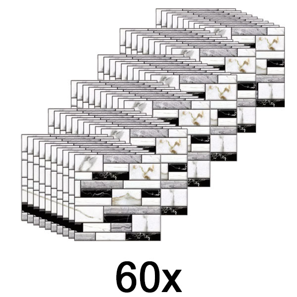6x 3D стикери за стена с мраморен вид (10 бр.) | MARBLEBLOCKS